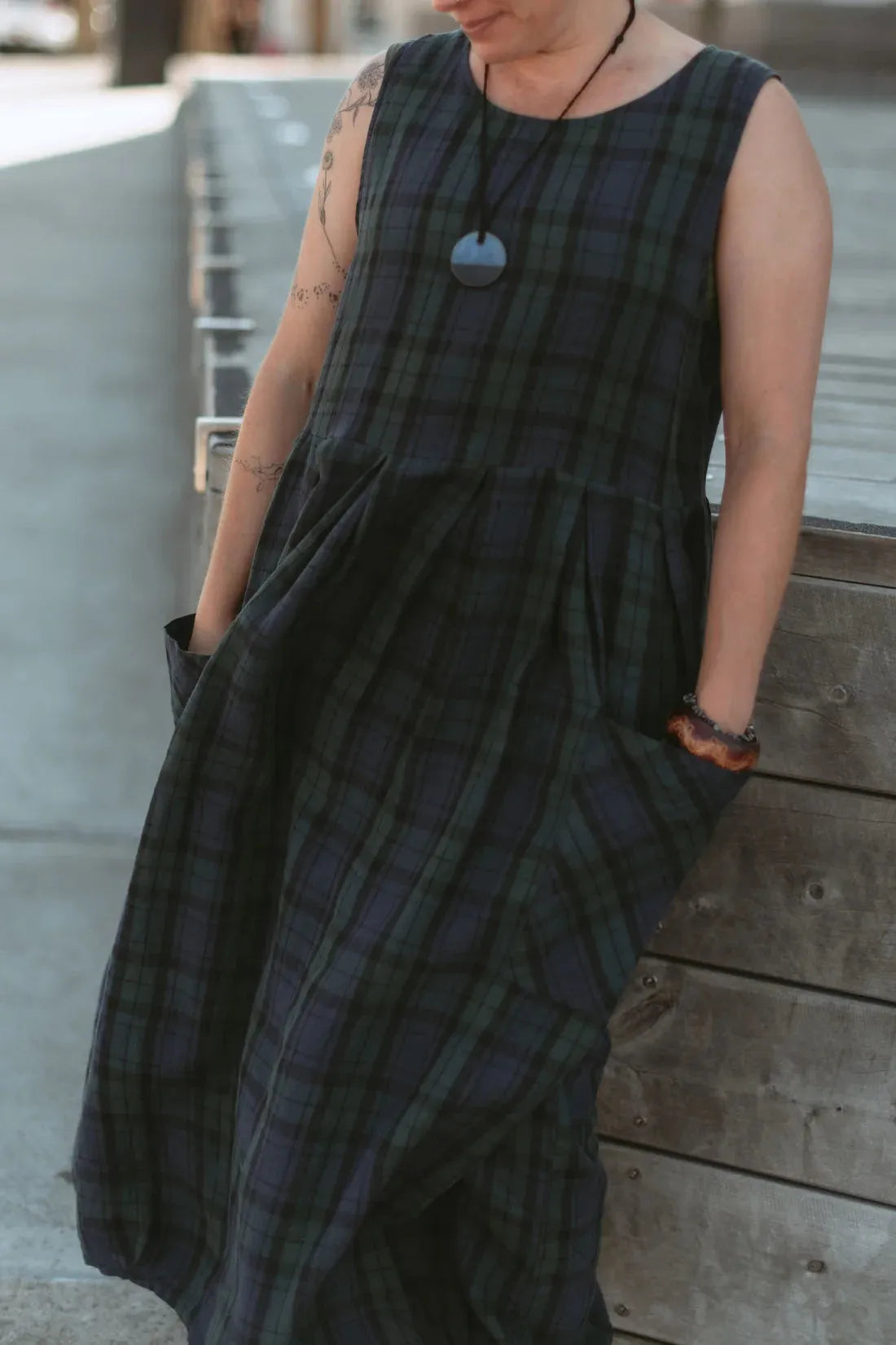 Montaigne Sartene Tartan French Linen Dress - Stay Wild Collective  Dress