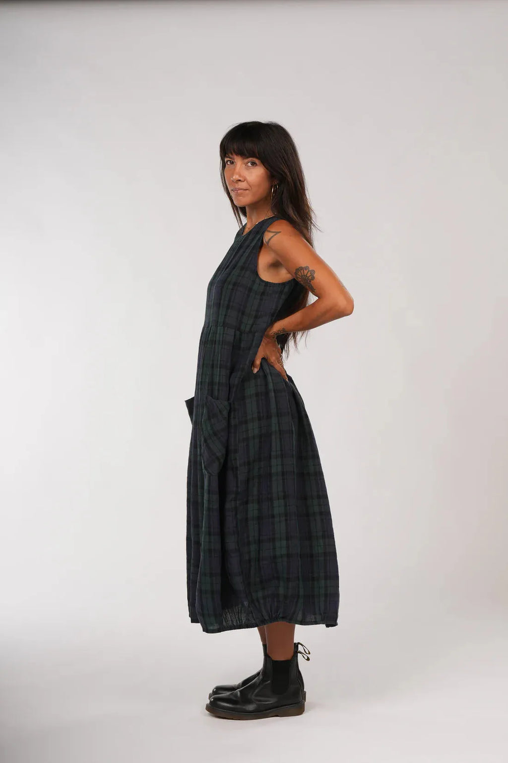 Montaigne Sartene Tartan French Linen Dress - Stay Wild Collective  Dress
