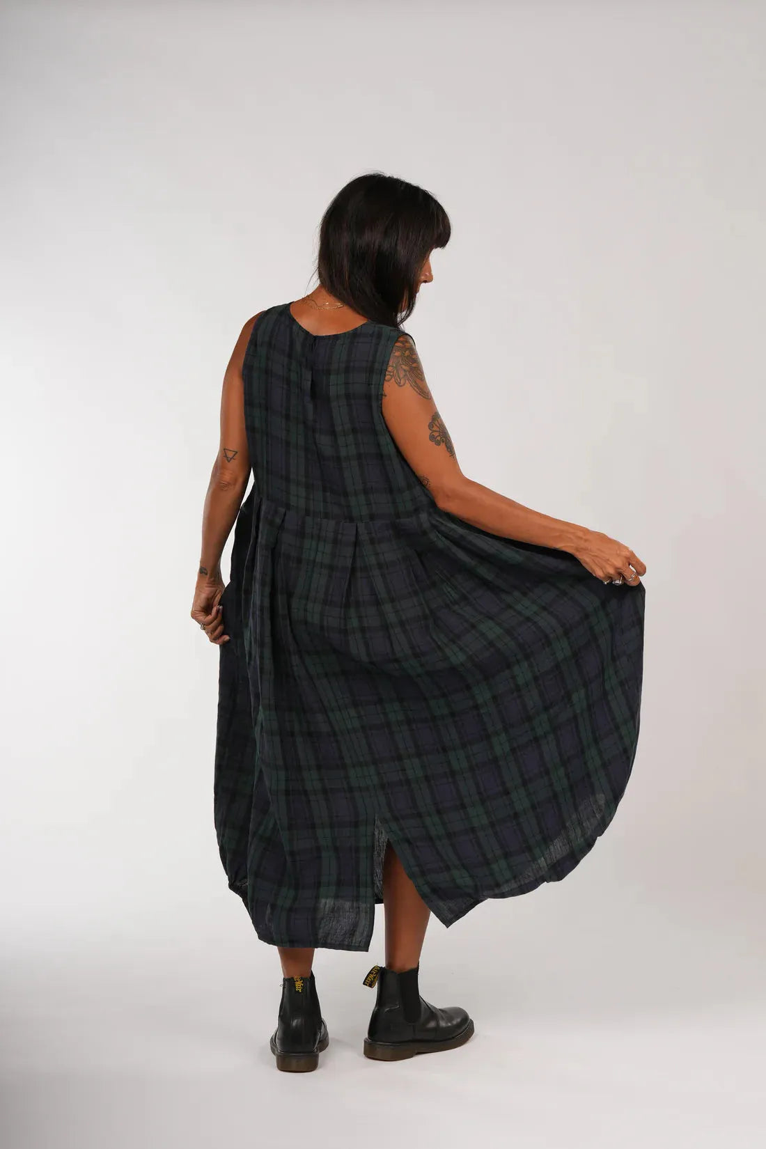 Montaigne Sartene Tartan French Linen Dress - Stay Wild Collective  Dress