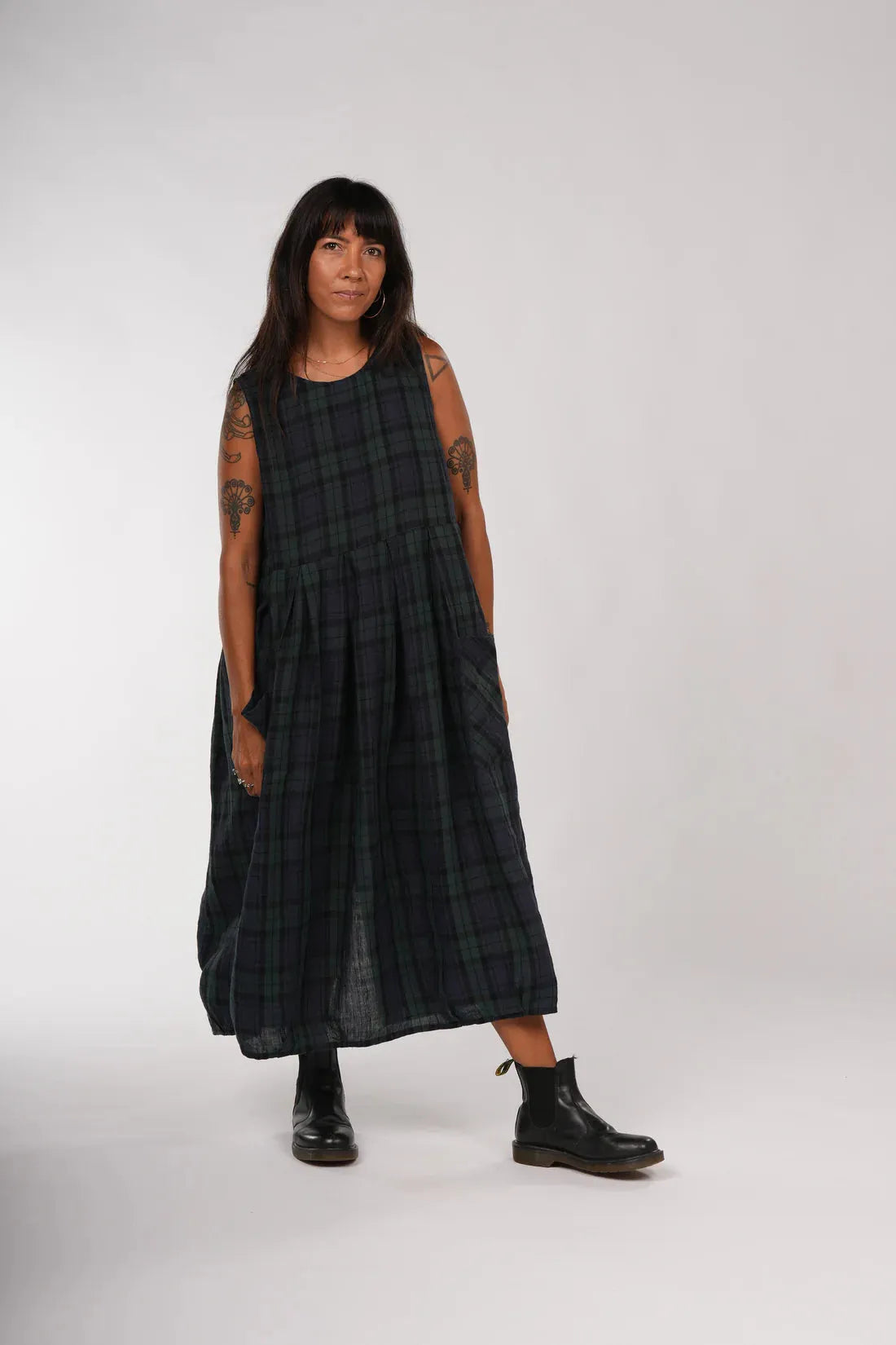 Montaigne Sartene Tartan French Linen Dress - Stay Wild Collective  Dress
