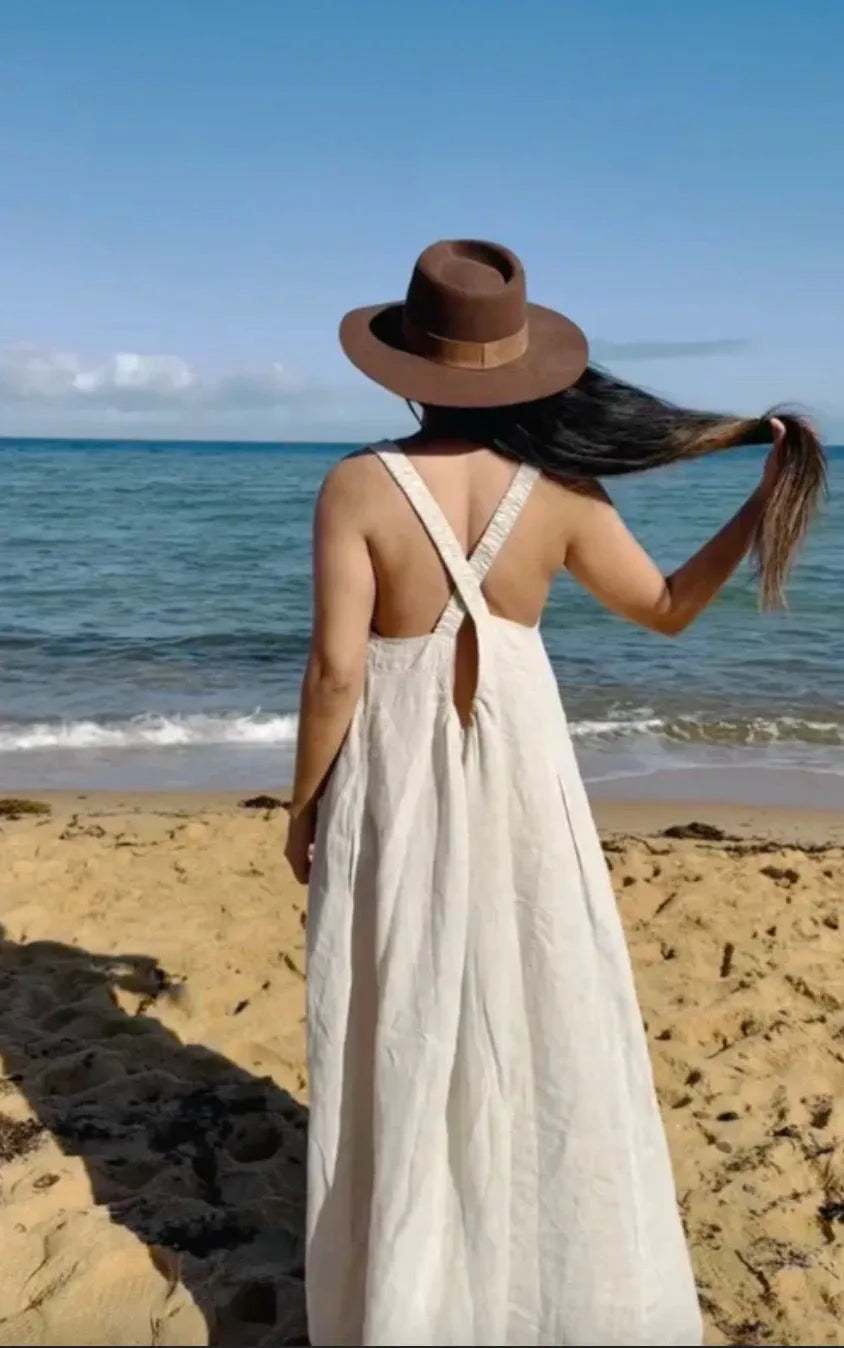 Montaigne Scarlett Linen Maxi Dress One Size - Stay Wild Collective  Dress