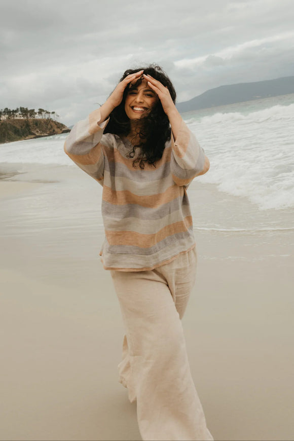 Montaigne Binoche French Stripe Linen Top - Stay Wild Collective  Tops