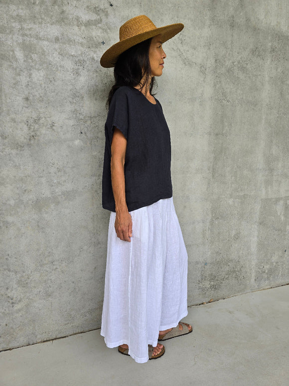 Montaigne Lee Linen Short Sleeve Top Black - Stay Wild Collective  Tops