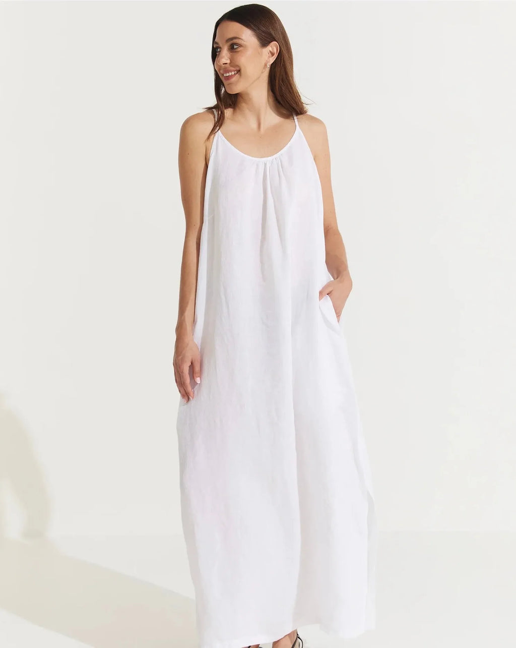 Montaigne Virginie Linen Maxi Dress with Side Splits - Stay Wild Collective  Dress