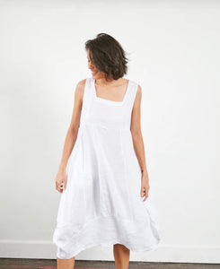 Montaigne Anaïs Linen Pinafore Dress One Size White