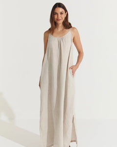 Montaigne Virginie Linen Maxi Dress with Side Splits