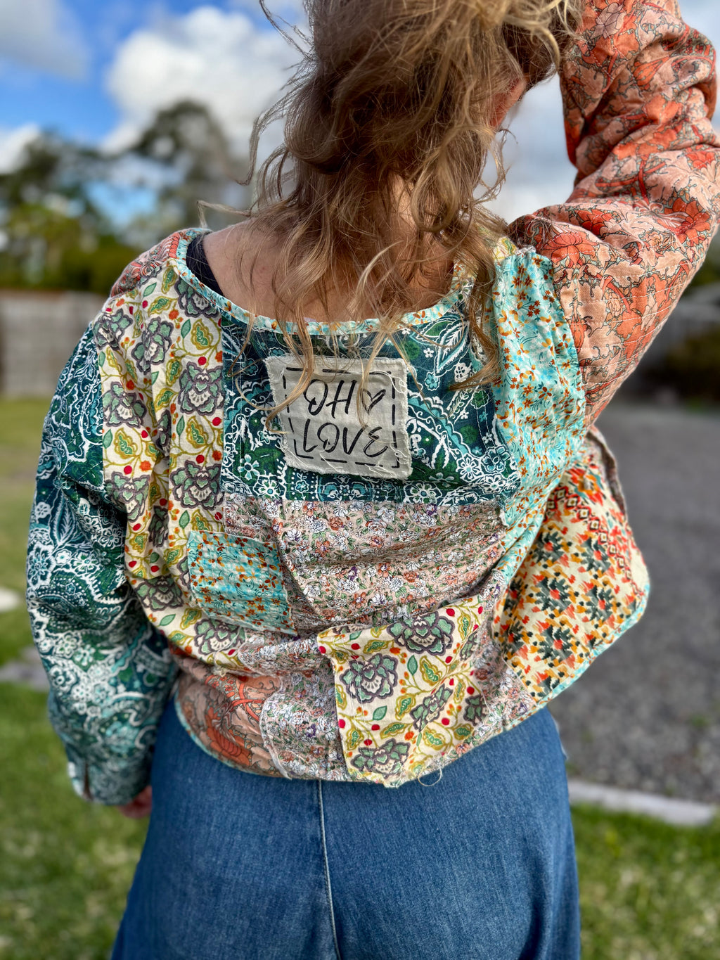 Oh love Tie front closure patchwork floral print cropped jacket - Stay Wild Collective
