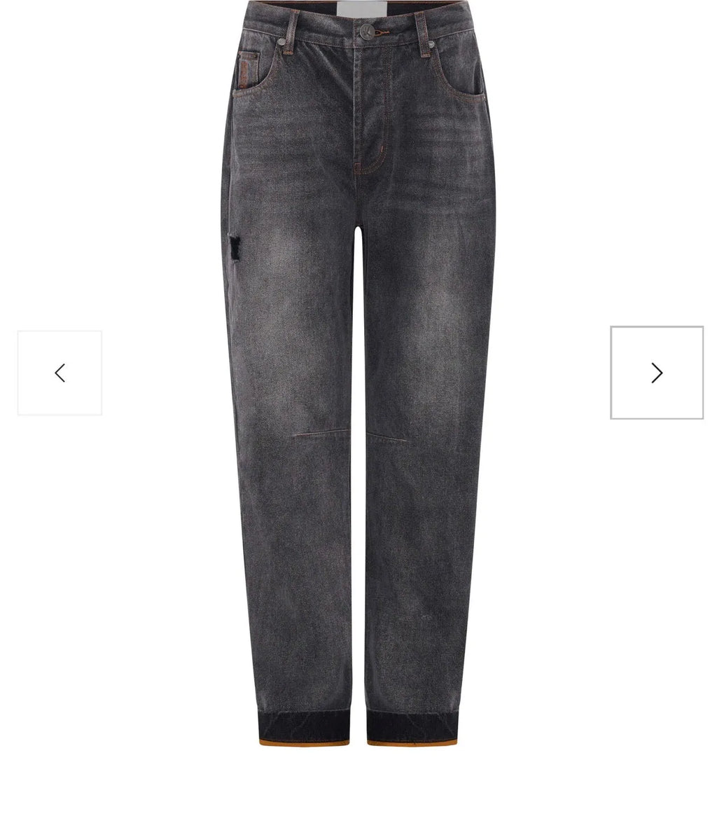 person wearing One teaspoon Bandits Low Waist Boyfriend Denim Jeans - Worn Black SALE - Stay Wild Collective  