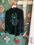 Otomo Audrey silk velvet embroidered jacket emerald - Stay Wild Collective  