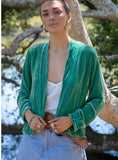 Otomo Audrey silk velvet embroidered jacket emerald - Stay Wild Collective  