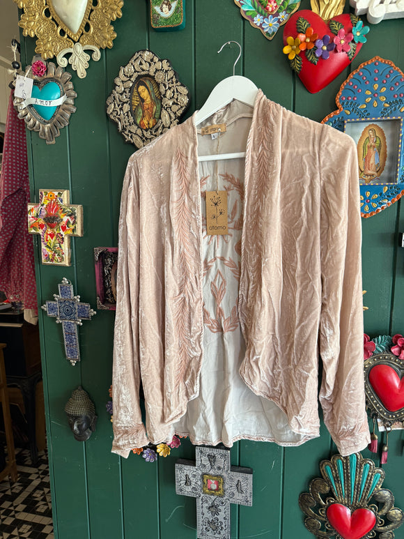 Otomo Audrey silk velvet embroidered jacket rose - Stay Wild Collective  
