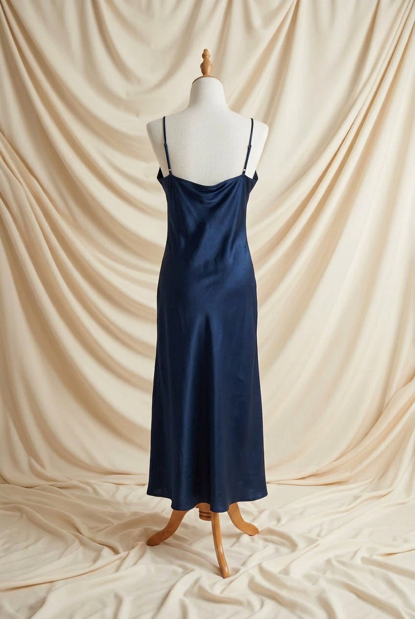 Otomo Marilyn Silk/linen slip long NAVY - Stay Wild Collective