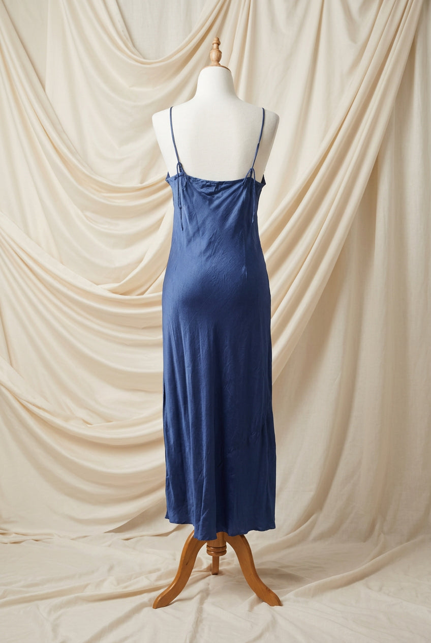 Otomo Marilyn Silk/linen slip long ROYAL BLUE maxi dress - Stay Wild Collective