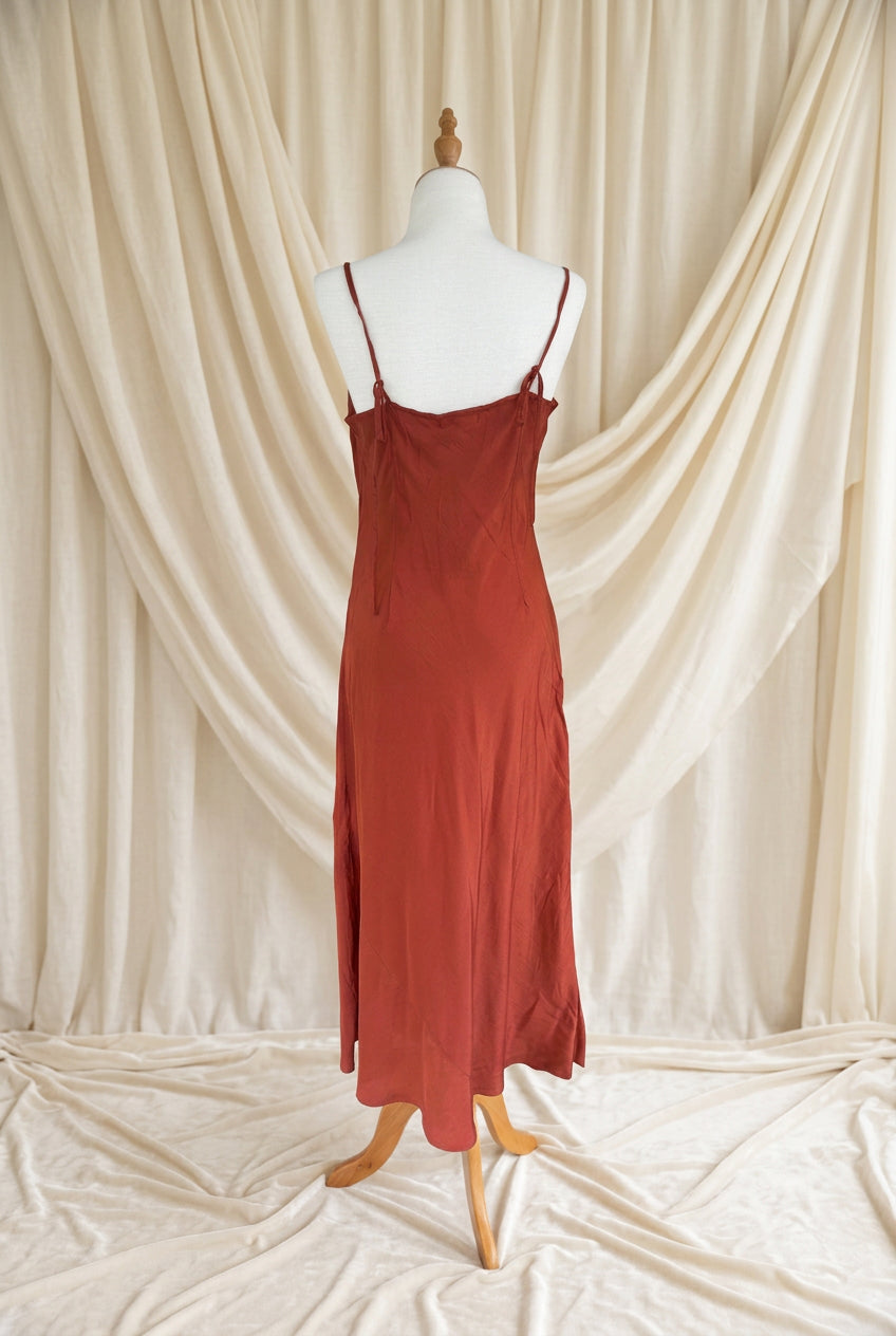 Otomo Marilyn Silk/linen slip long RUST - Stay Wild Collective