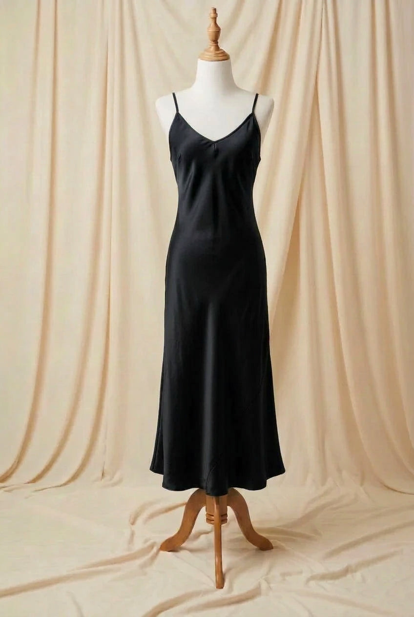 Otomo Marilyn Silk/linen slip long maxi dress CHOCOLATE - Stay Wild Collective