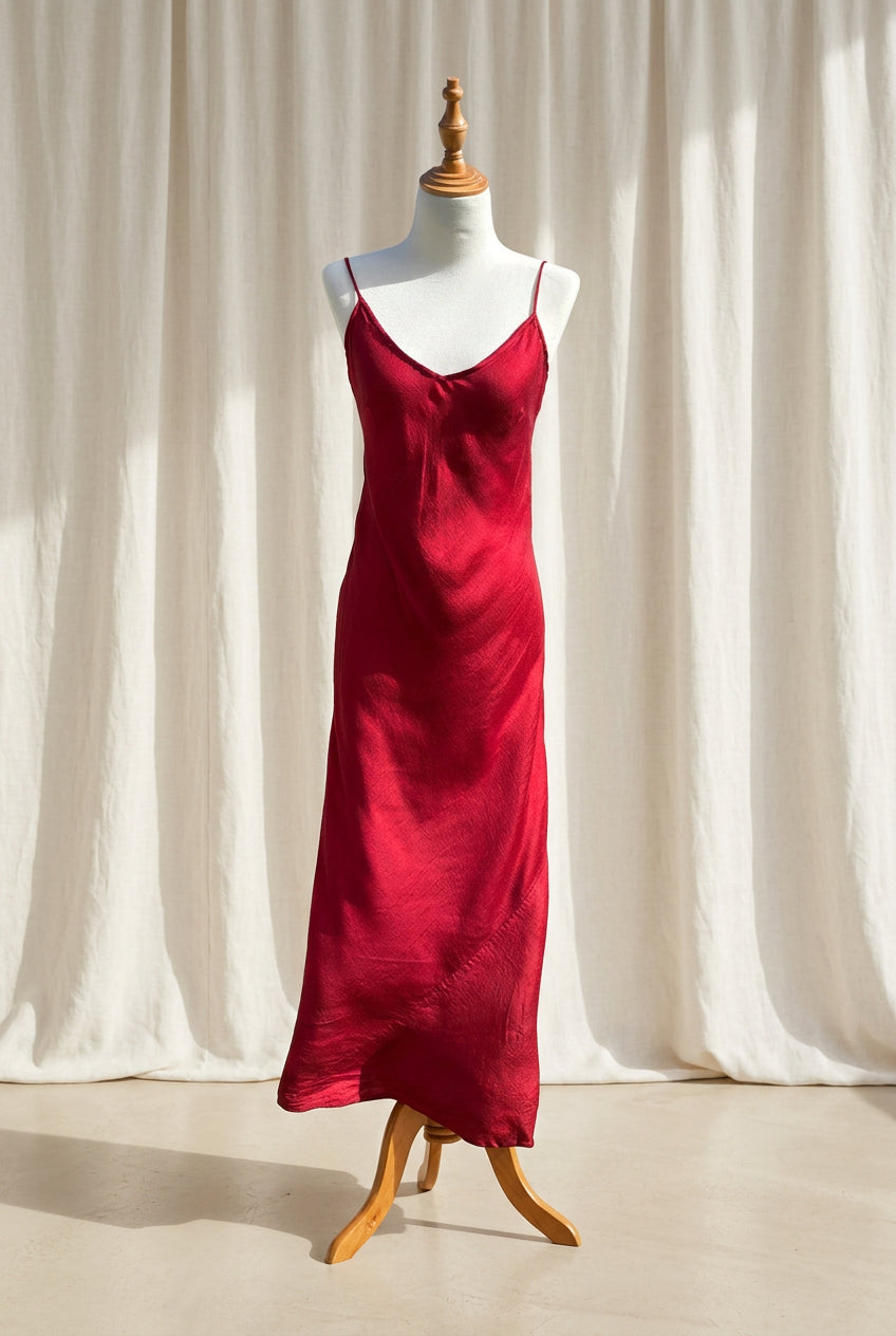 Otomo Marilyn maxi Silk/linen slip long RED - Stay Wild Collective