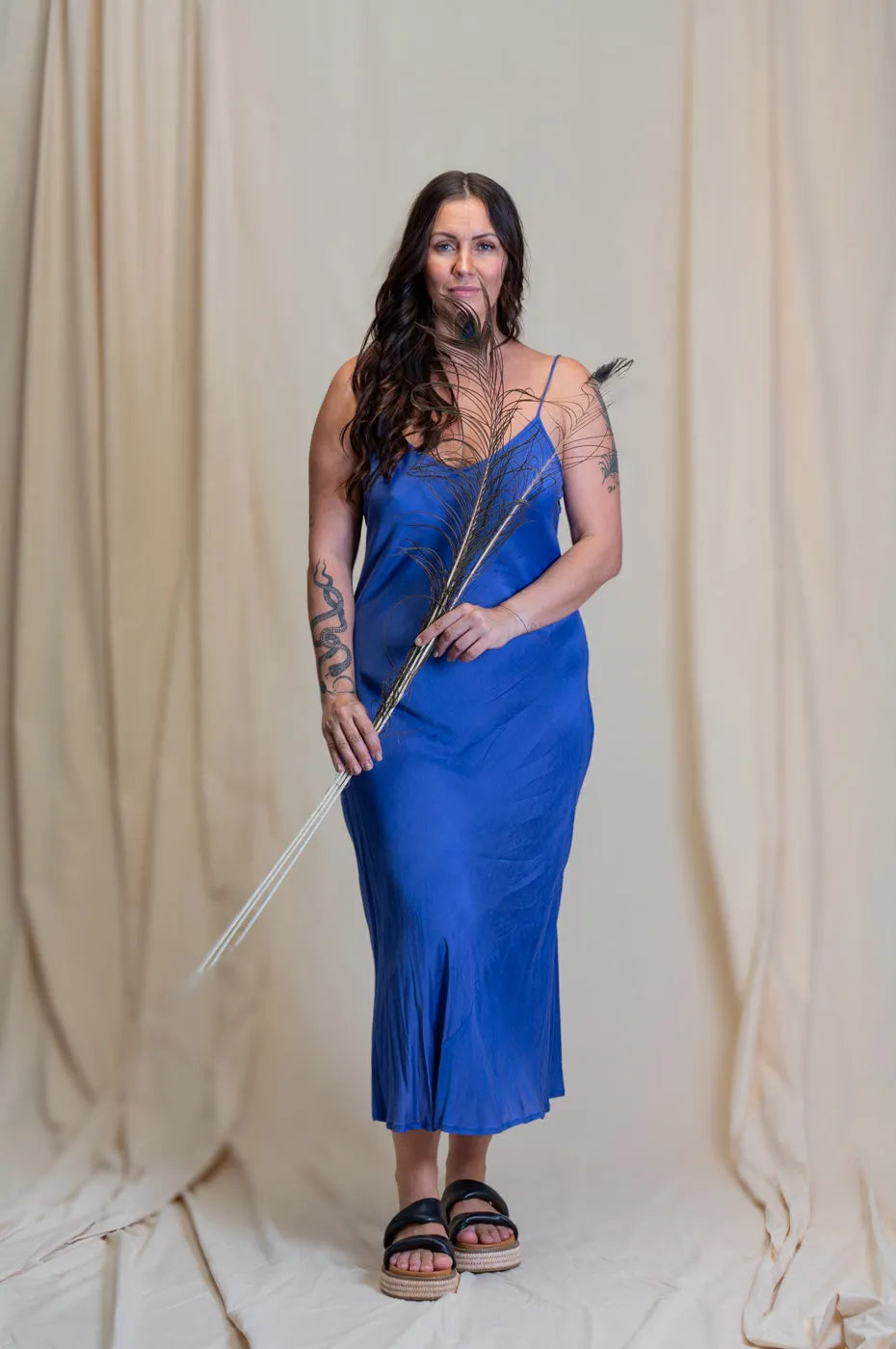 Otomo Silk Slip Maxi Blue - Stay Wild Collective  Dress
