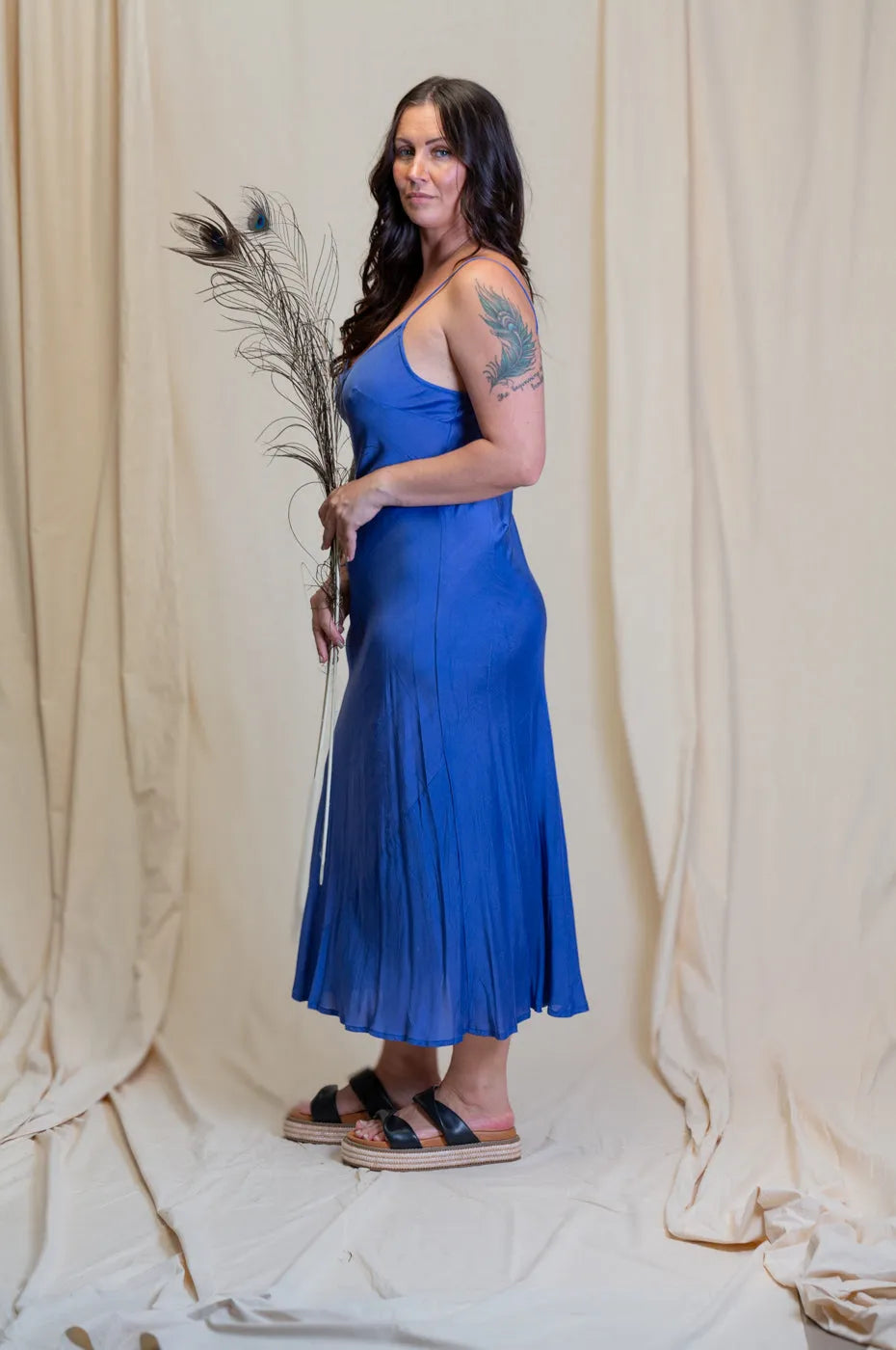 Otomo Silk Slip Maxi Blue - Stay Wild Collective  Dress
