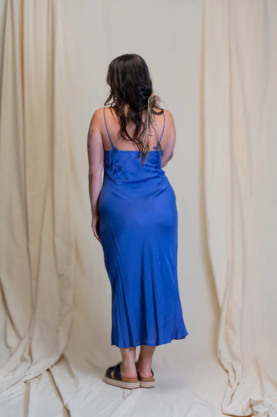 Otomo Silk Slip Maxi Blue - Stay Wild Collective  Dress