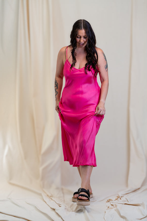 Otomo Silk Slip Maxi Pink - Stay Wild Collective  Dress