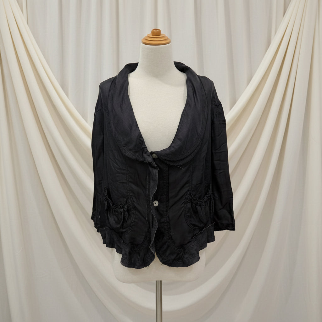  Otomo silk/satin French style jacket black - Stay Wild Collective  