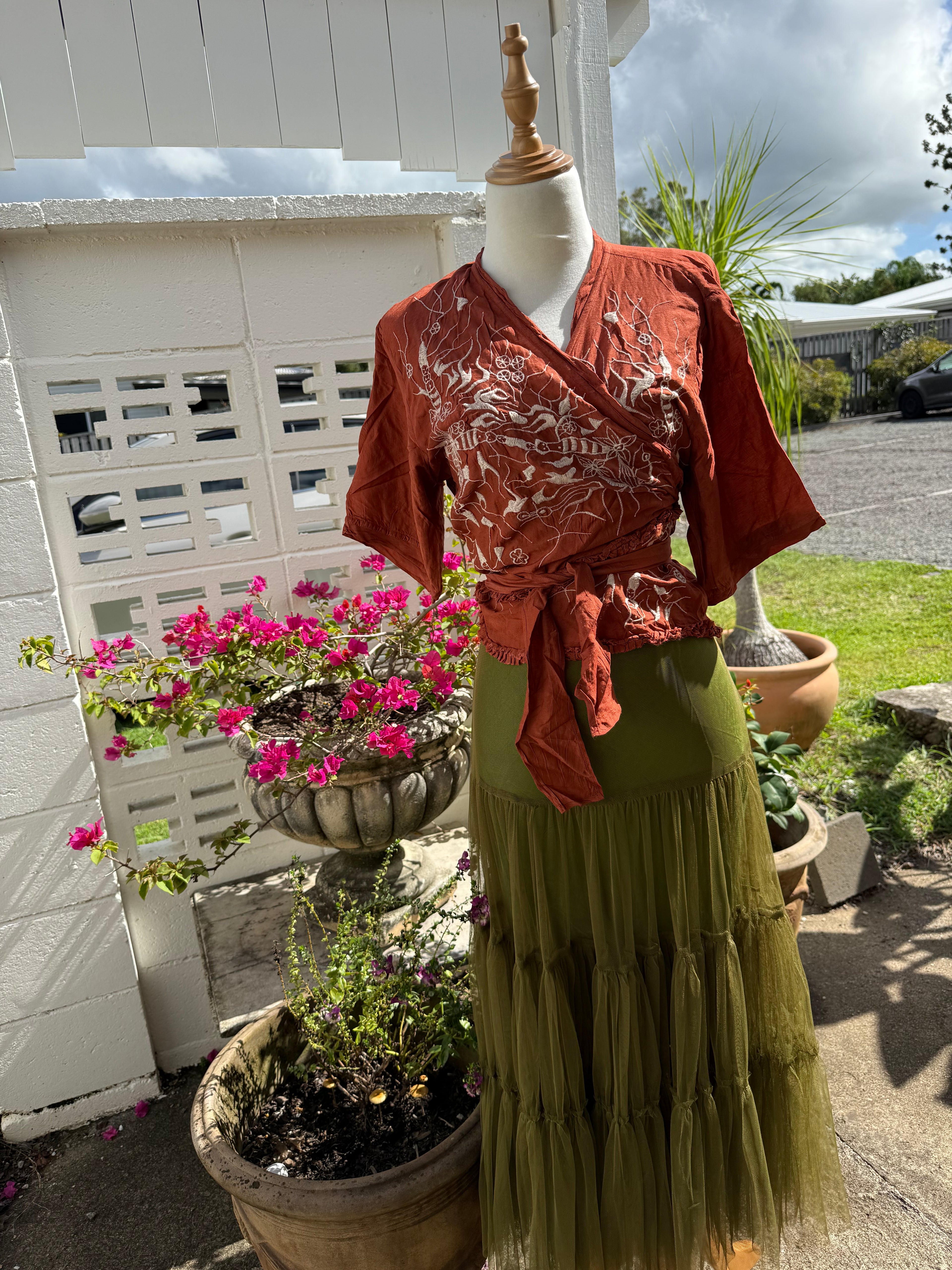  Otomo exquisite silk/linen wrap top - Stay Wild Collective  