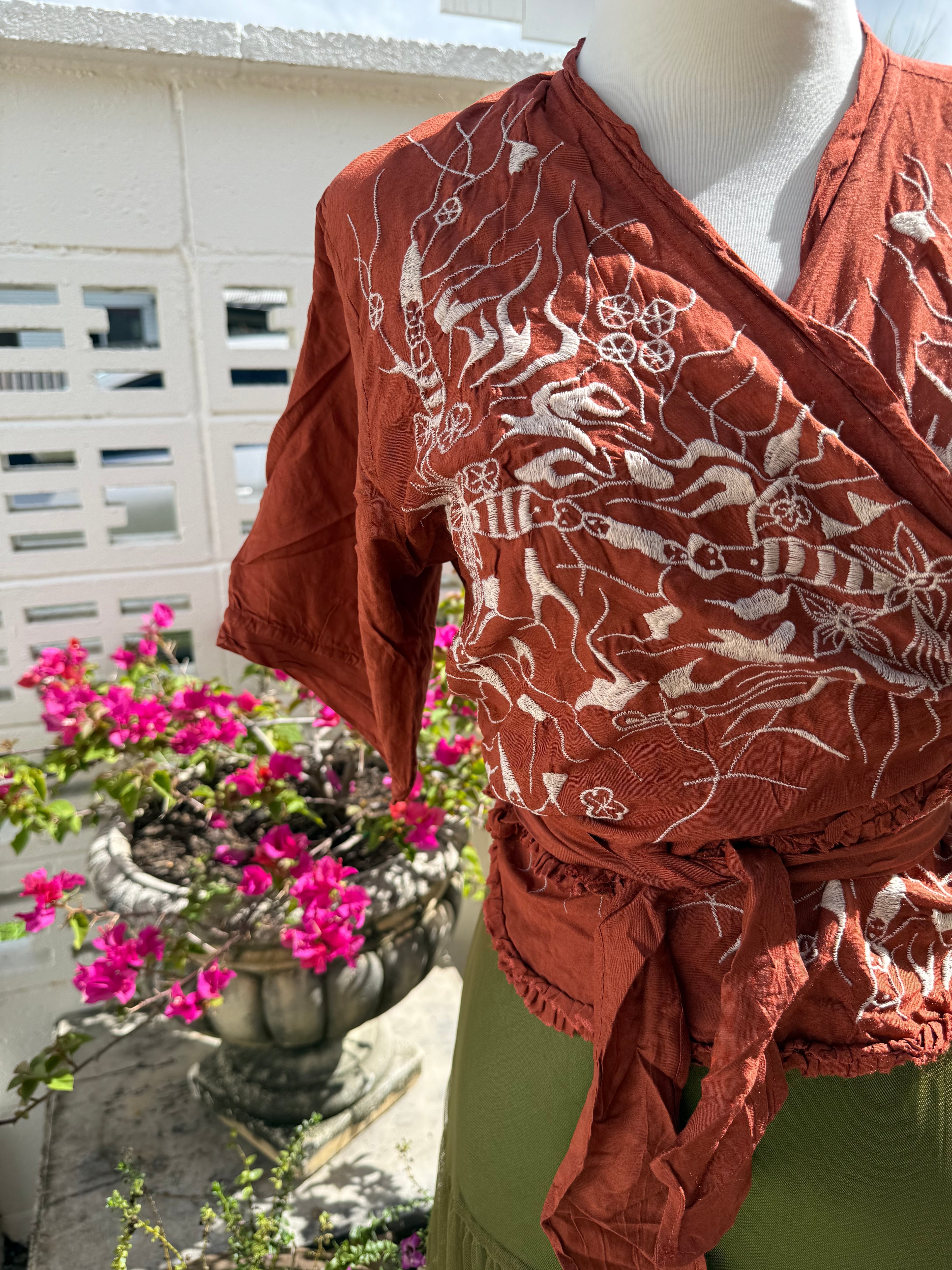  Otomo exquisite silk/linen wrap top - Stay Wild Collective  