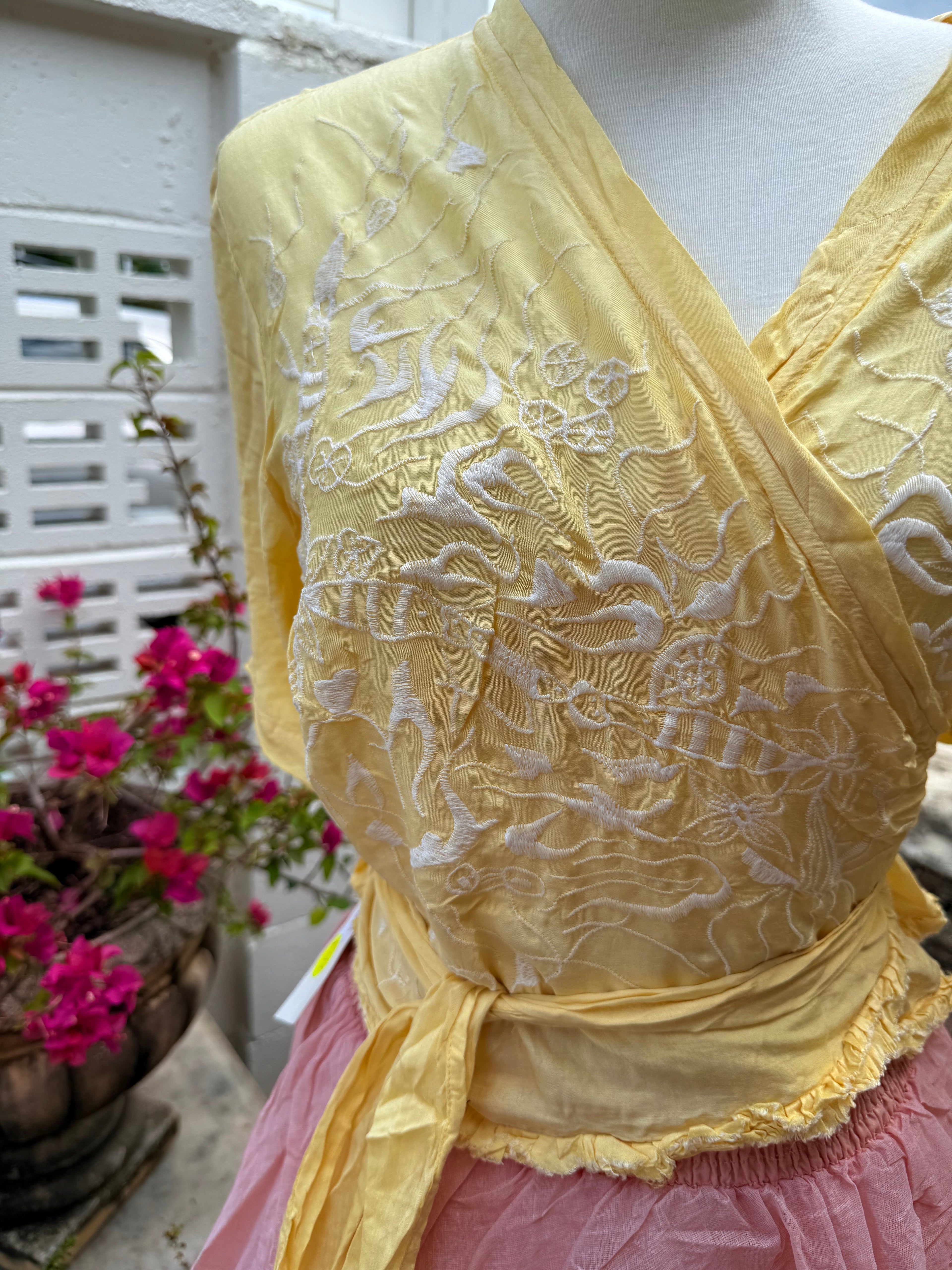  Otomo exquisite silk/linen wrap top - Stay Wild Collective  