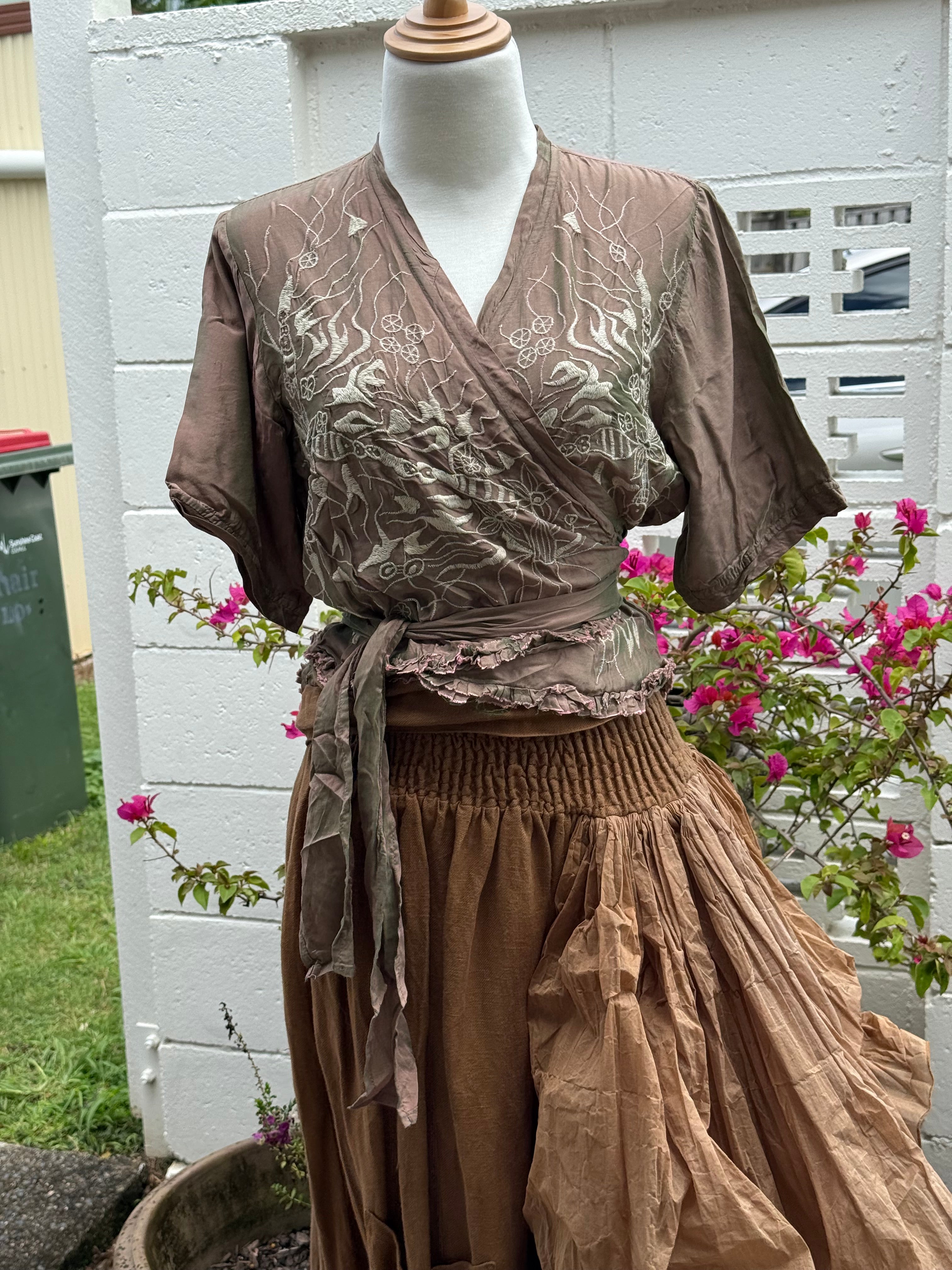  Otomo exquisite silk/linen wrap top - Stay Wild Collective  