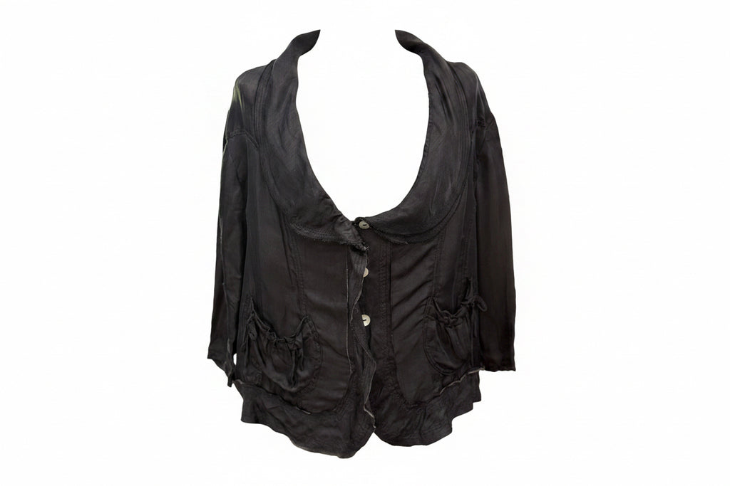  Otomo silk/satin French style jacket black - Stay Wild Collective  