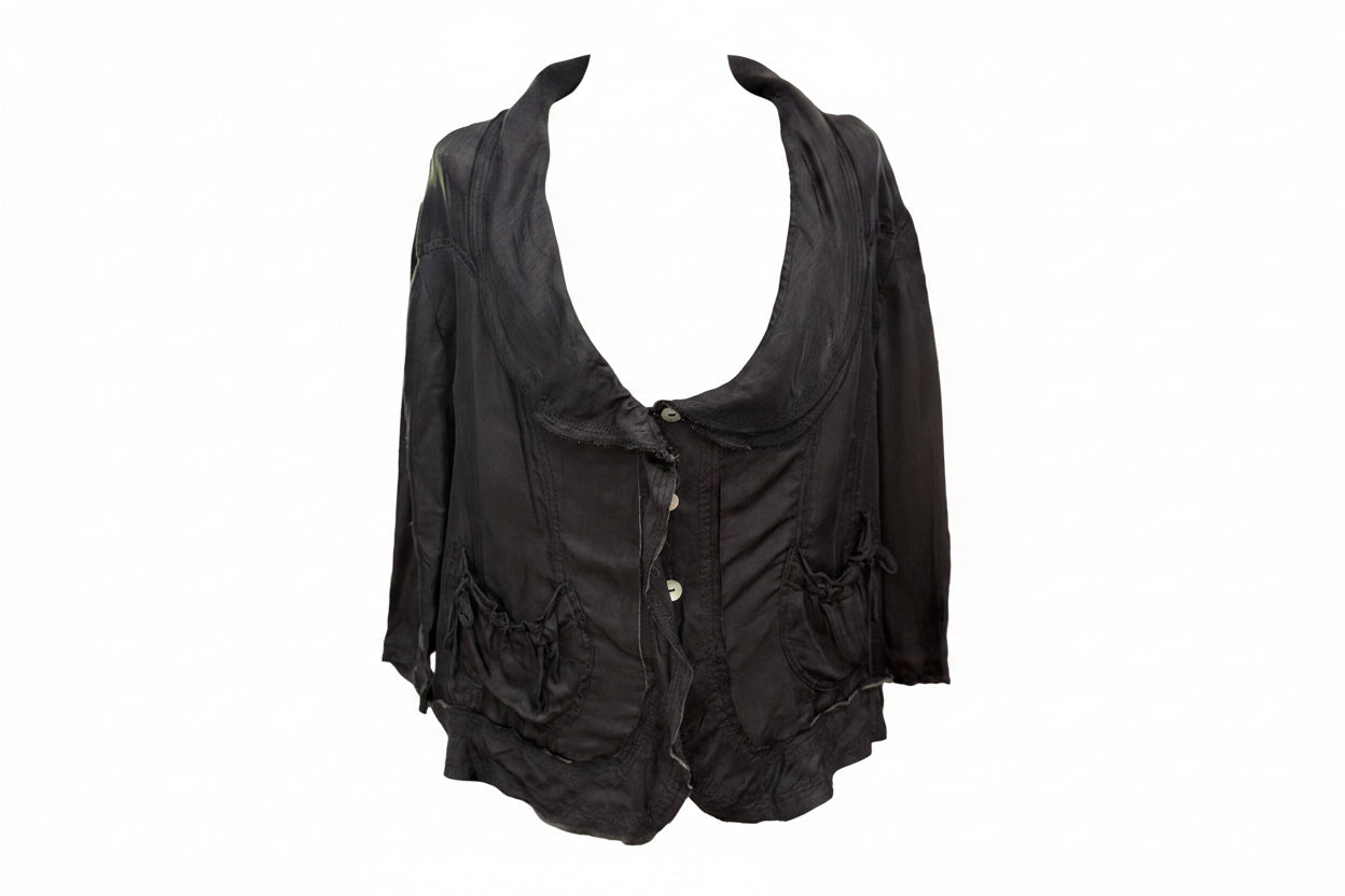  Otomo silk/satin French style jacket black - Stay Wild Collective  