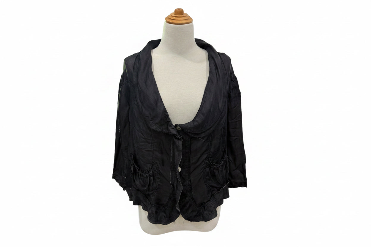  Otomo silk/satin French style jacket black - Stay Wild Collective  