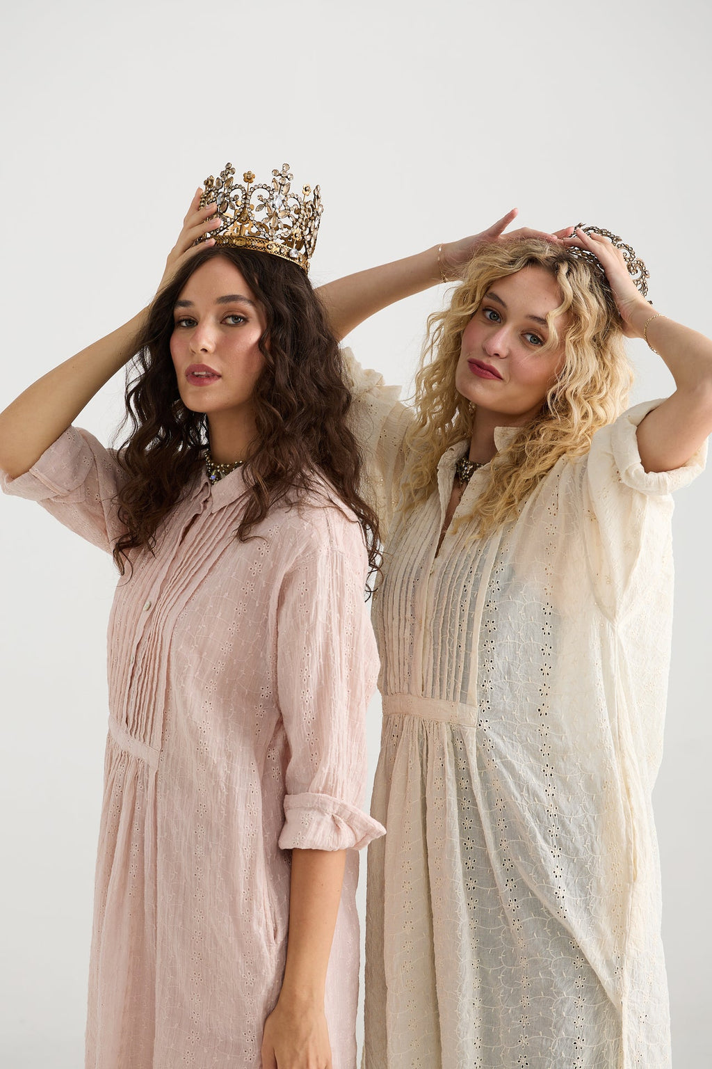 Prairie Long cotton lace shirt. Powder Pink - Stay Wild Collective