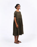 Montaigne French linen summer dress chocolate