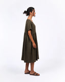 Montaigne French linen summer dress chocolate