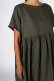 Montaigne French linen summer dress chocolate