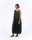 Montaigne Sartene French Linen Dress in Blue Green Check