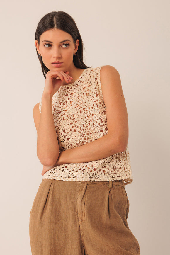 Indi & Cold Button up Crochet Top