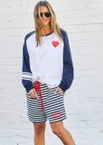 Hammil & Co Retro Heart Long Sleeve Tee Navy