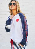 Hammil & Co Retro Heart Long Sleeve Tee Navy