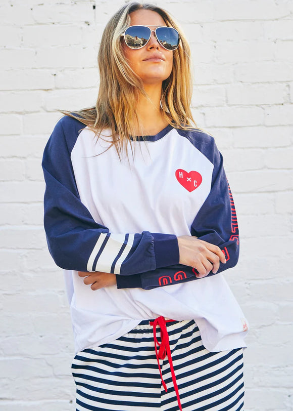 Hammil & Co Retro Heart Long Sleeve Tee Navy