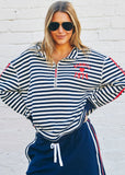 Hammil & Co Retro Stripe Collard Zip Sweat