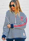 Hammil & Co Retro Stripe Collard Zip Sweat