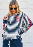 Hammil & Co Retro Stripe Collard Zip Sweat