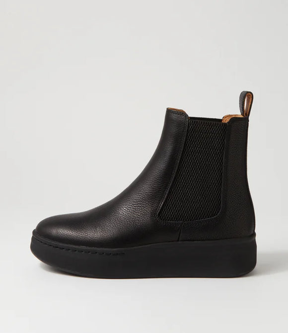 Rollie Chelsea City All Black Tumble Leather Chelsea Boots
