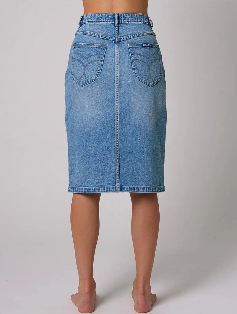  Rollas Melrose skirt bessette organic mid blue SALE - Stay Wild Collective  