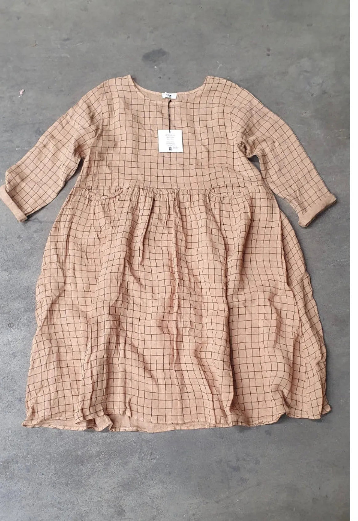  SALE Italian linen Small grid Pattern baggy style dress 7213-21 made in Italy Frederic - Stay Wild Collective  