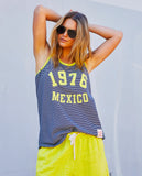 SALT & SUNSHINE MEXICO TANK - NAVY/YELLOW hammil and co - Stay Wild Collective  