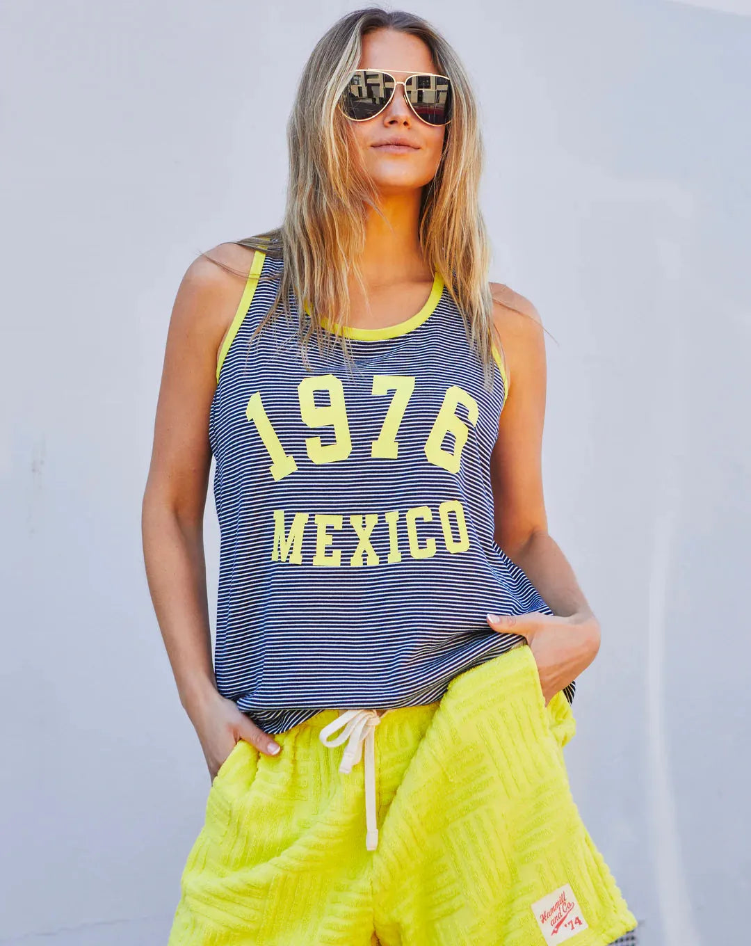 SALT & SUNSHINE MEXICO TANK - NAVY/YELLOW hammil and co - Stay Wild Collective  