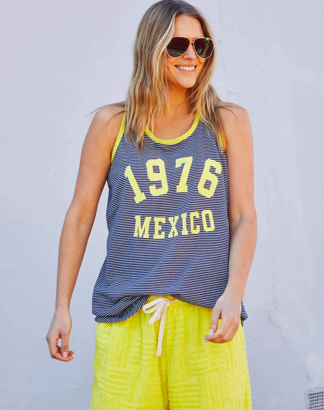 SALT & SUNSHINE MEXICO TANK - NAVY/YELLOW hammil and co - Stay Wild Collective  